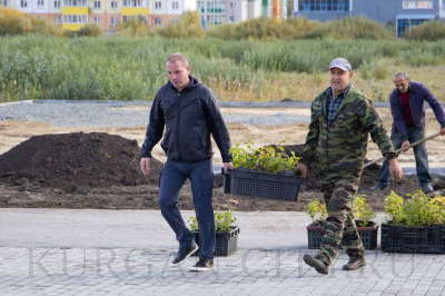 Продолжается озеленение нового парка в 4-м микрорайоне жилого массива Заозерный