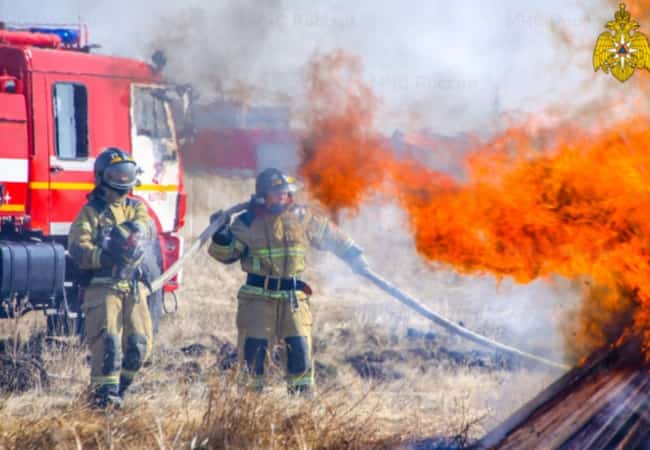 Масштабные учения по ликвидации ландшафтного пожара, угрожающего населенному пункту Колесниково, прошли в Курганской области.